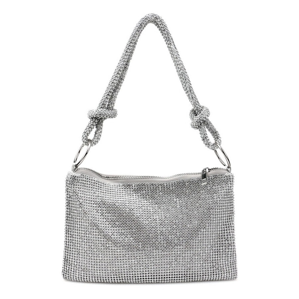Dani Silver Rhinestone Mini Shoulder Bag - Picture 3 of 14
